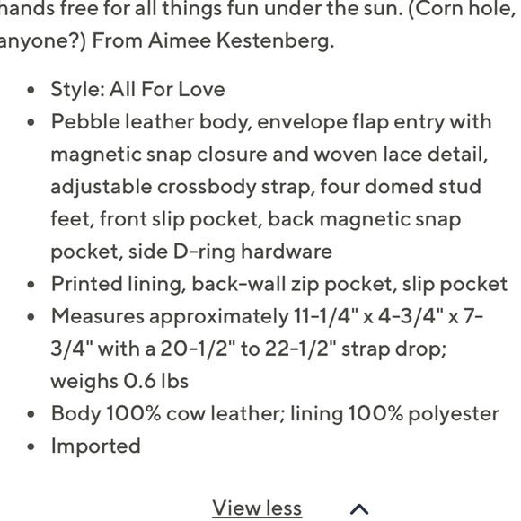 Aimee Kestenberg Pebble Leather Crossbody All For Love Cream Gold Purse - Picture 12 of 12